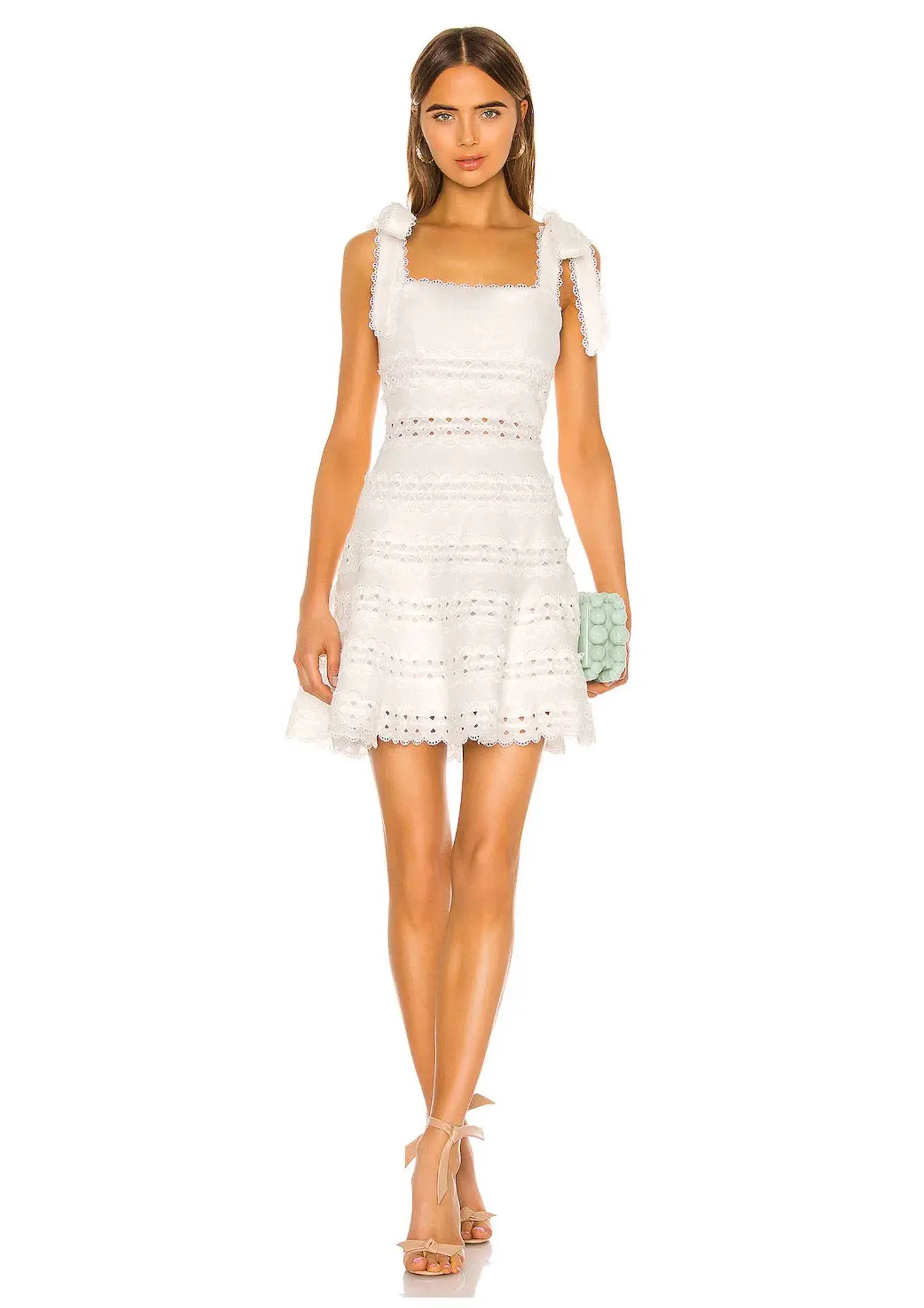 Zimmermann Kirra Tie Shoulder Mini Dress Ivory Size 1 / AU 10 - Image 1