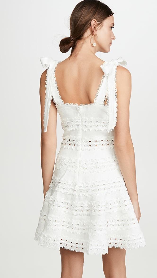 Zimmermann Kirra Tie Shoulder Mini Dress Ivory Size 1 / AU 10 - Image 4