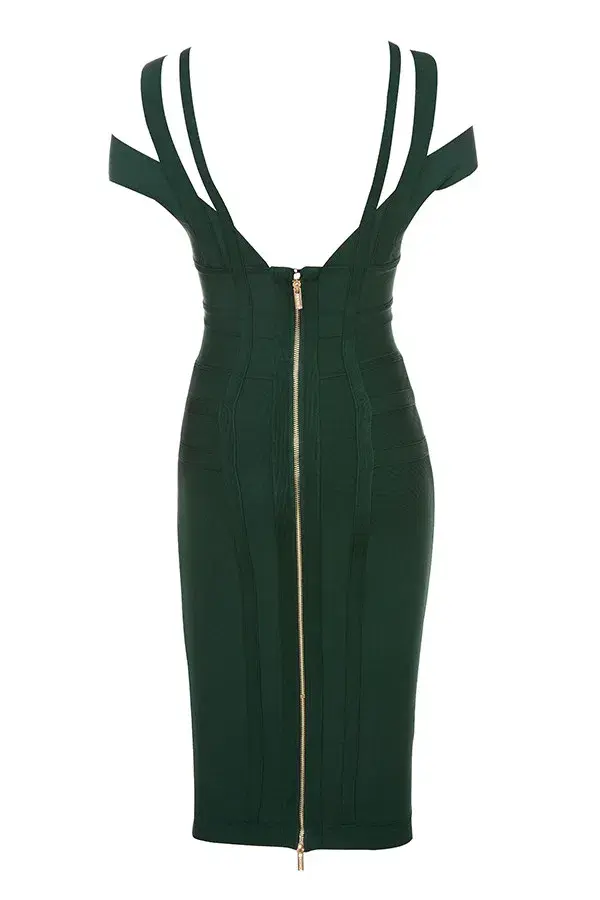 House of CB Mimi Midi Dress Green Size 8 - Image 4