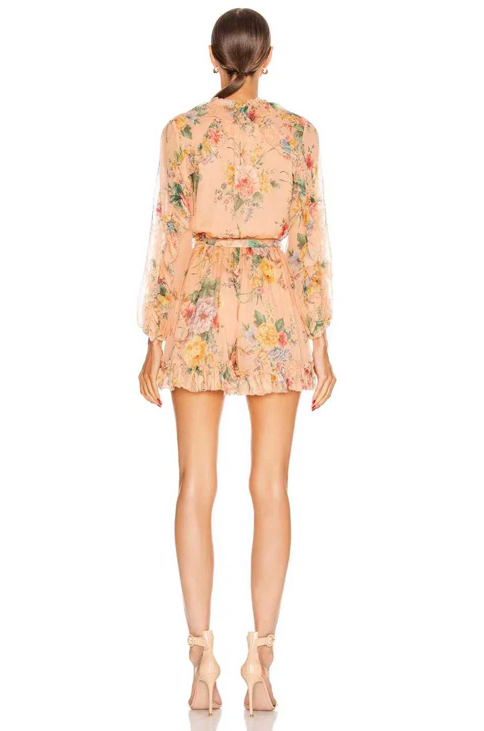Zimmermann Zinnia Plunge Ruffle Playsuit Coral Floral Size 6 - Image 2