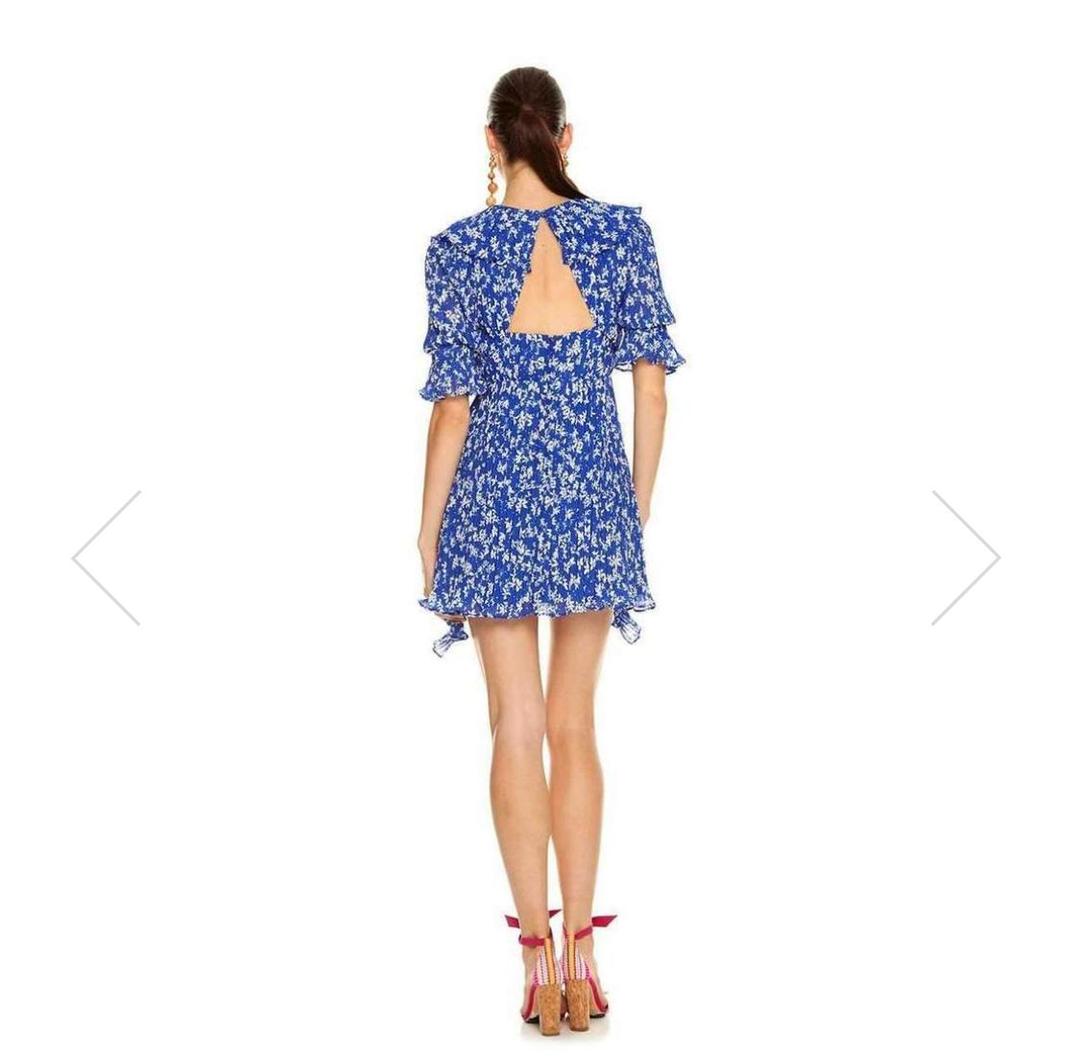 Talulah Mediterranean minx mini dress blue size 8 for rent on The Volte - main image