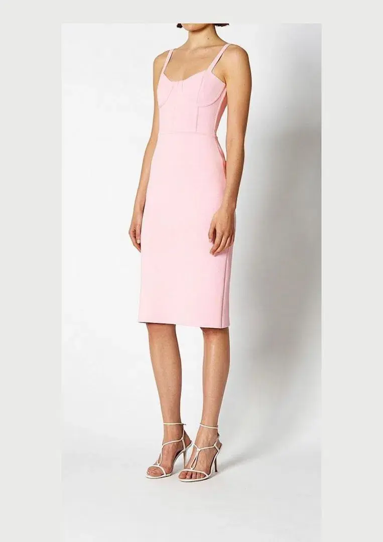 Scanlan Theodore Crepe Knit Bustier Dress Pink Size 8 for rent on The Volte - main image