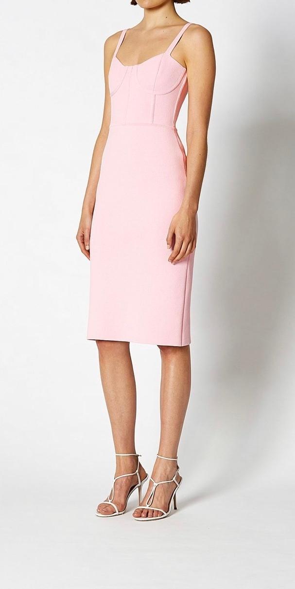 Scanlan Theodore Crepe Knit Bustier Dress Pink Size 8 - Image 4