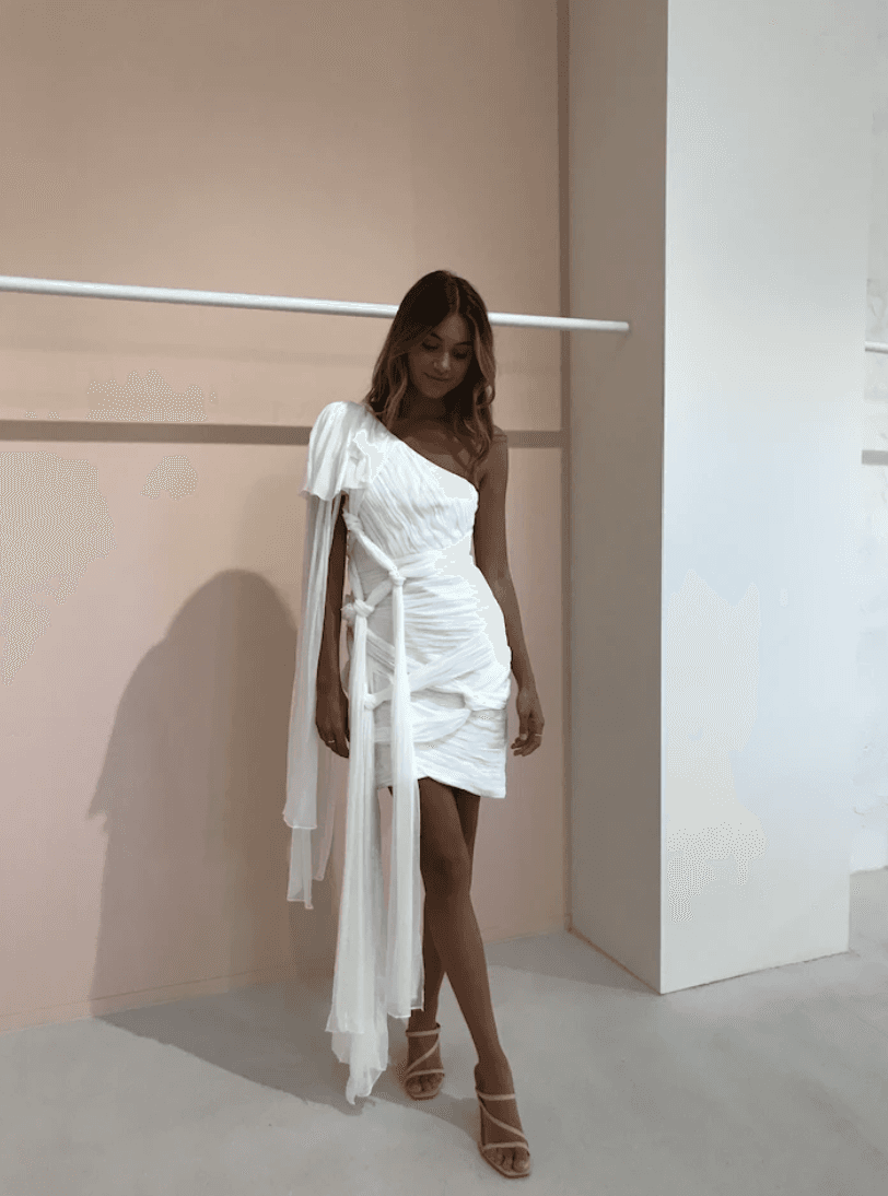 Thurley Crest One Shoulder Dress White Size 6 - Image 1