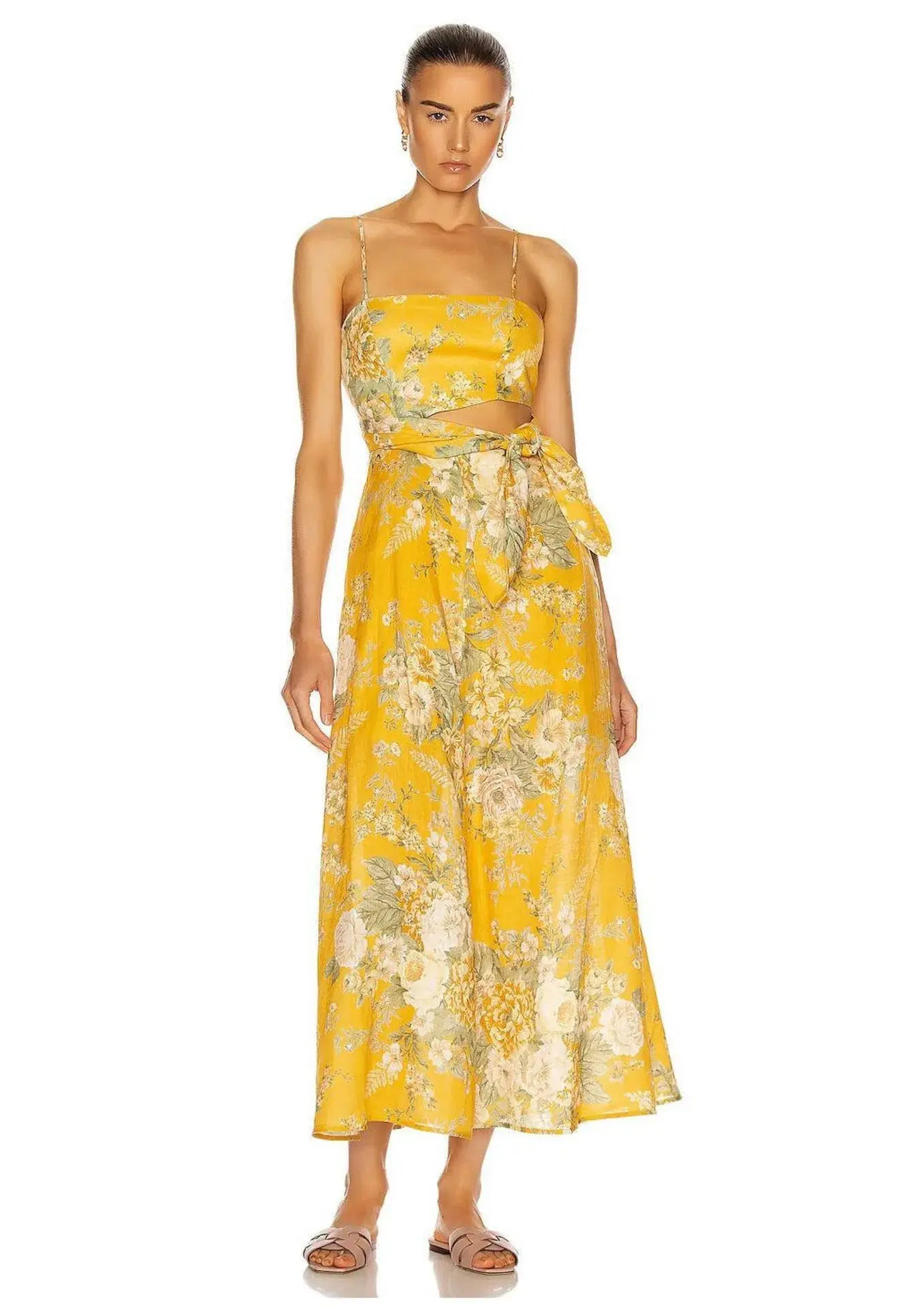 Zimmermann Amelie Scarf Tie Midi Dress Amber Floral Size 6 - Image 1