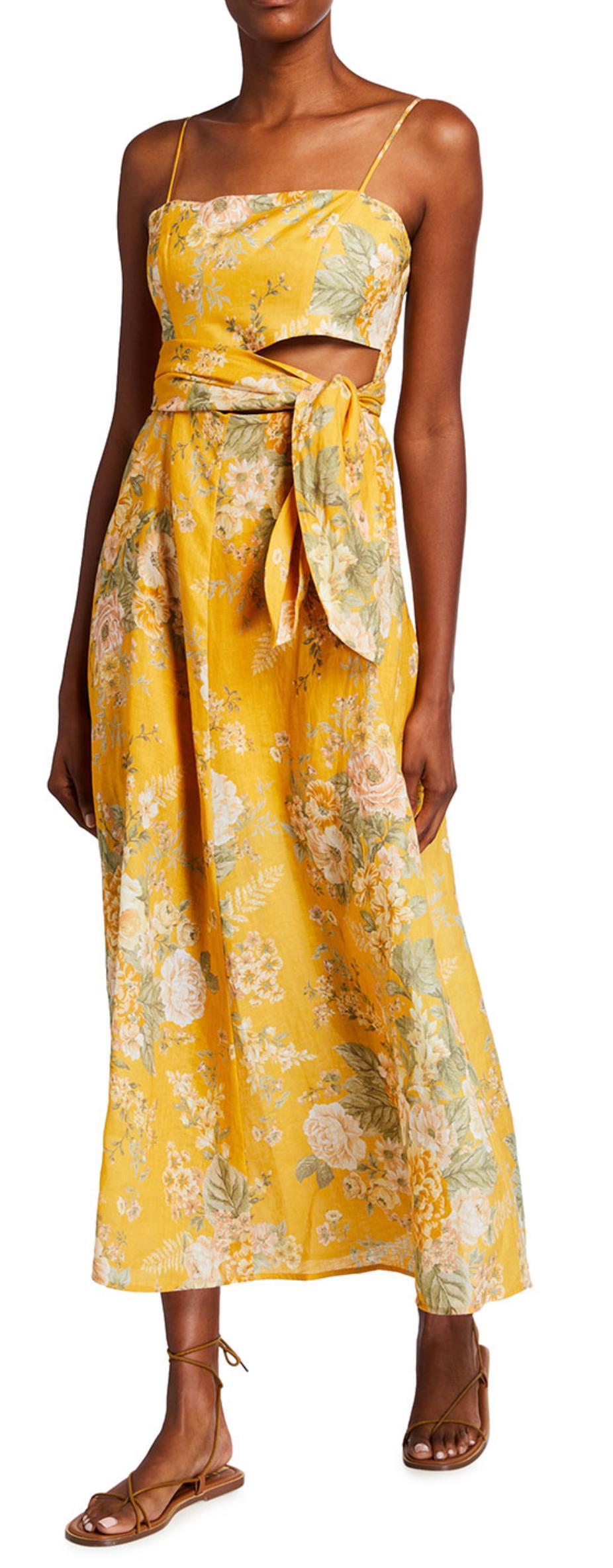 Zimmermann Amelie Scarf Tie Midi Dress Amber Floral Size 6 - Image 2