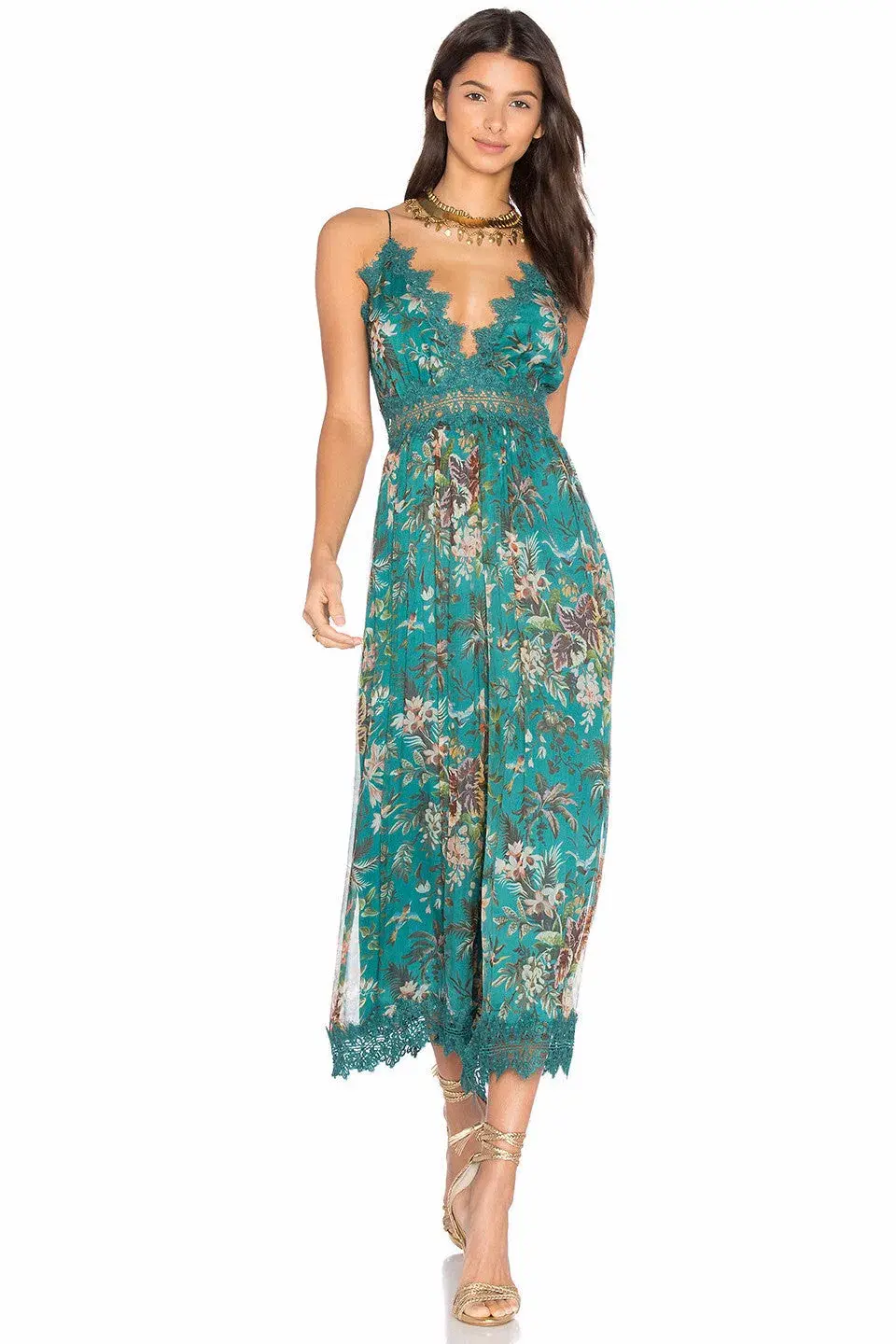 Zimmermann Tropicale Crinkle Jumpsuit Teal Floral Green Size 0 / AU 8 - Image 4