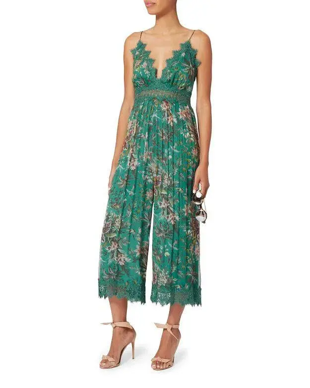 Zimmermann Tropicale Crinkle Jumpsuit Teal Floral Green Size 0 / AU 8 - Image 3