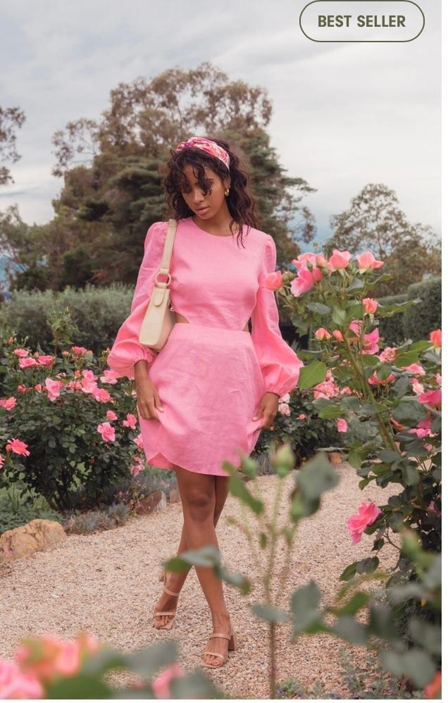 Safi Linen Wolf Gang Dress - candy Size S for rent on The Volte - main image