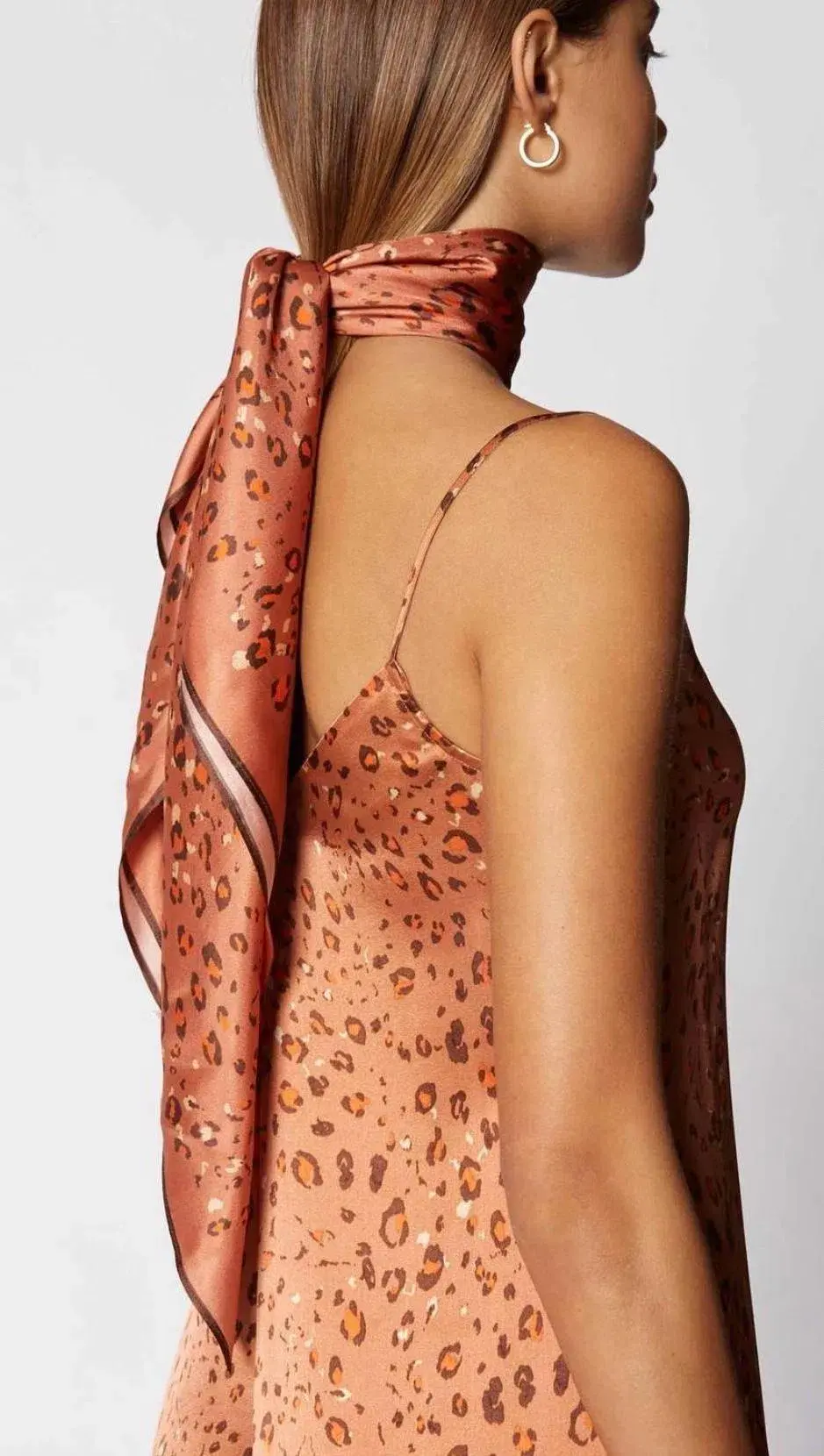 Scanlan Theodore Silk Leopard Slip Dress & Scarf Print Size 10 - Image 6