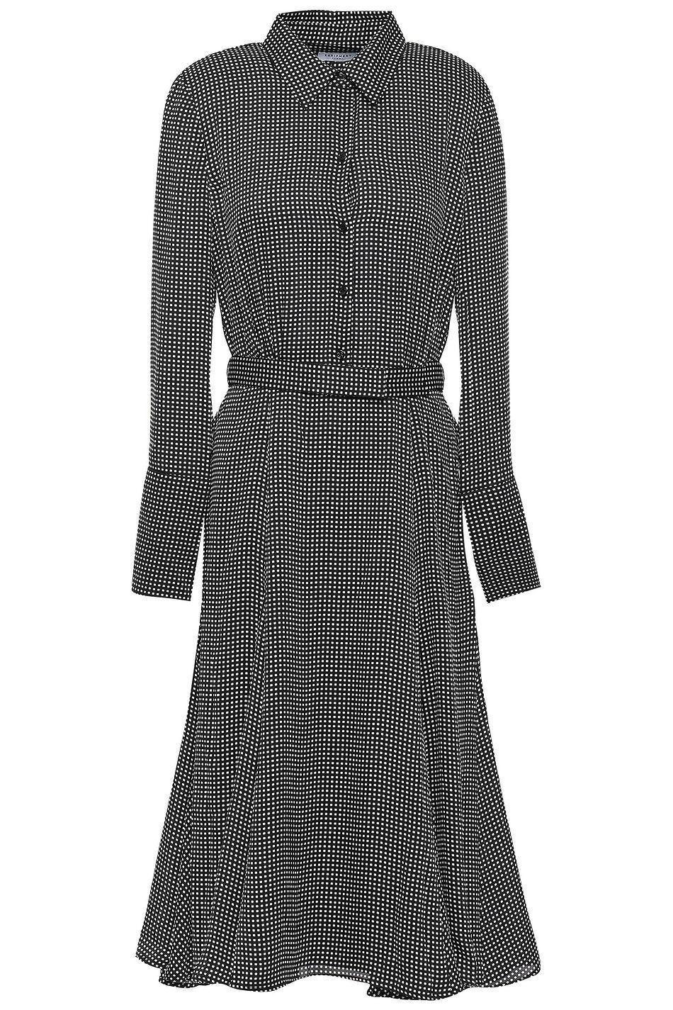 Equipment - Bancort belted black checked crepe de chine shirt dress size 8 for rent on The Volte - main image