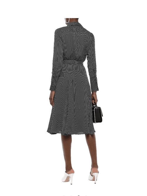 Equipment - Bancort belted black checked crepe de chine shirt dress size 8 - Image 3