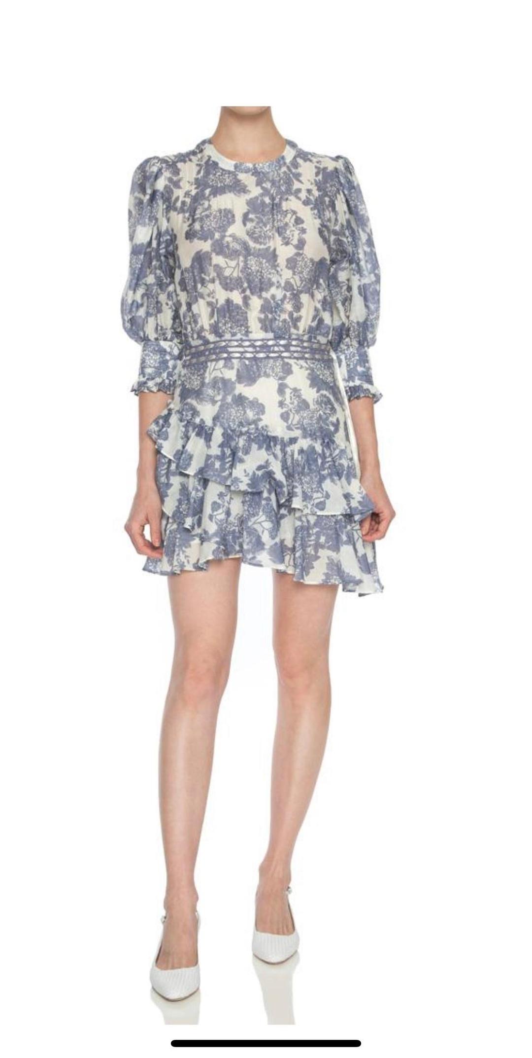 LoveShackFancy - Lorelei Ruffle Floral Mini Dress for rent on The Volte - main image