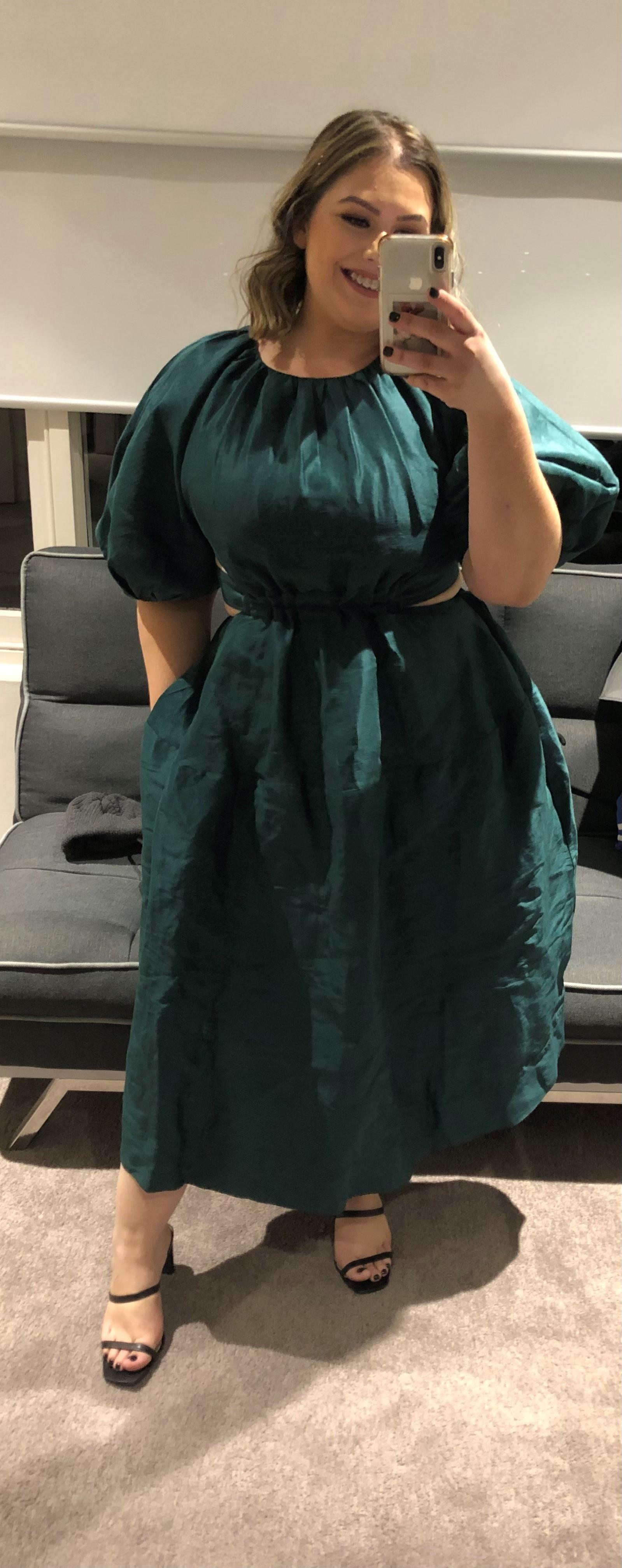 Aje Mimosa Cutout Midi Dress Emerald Green Size 12 - Image 1