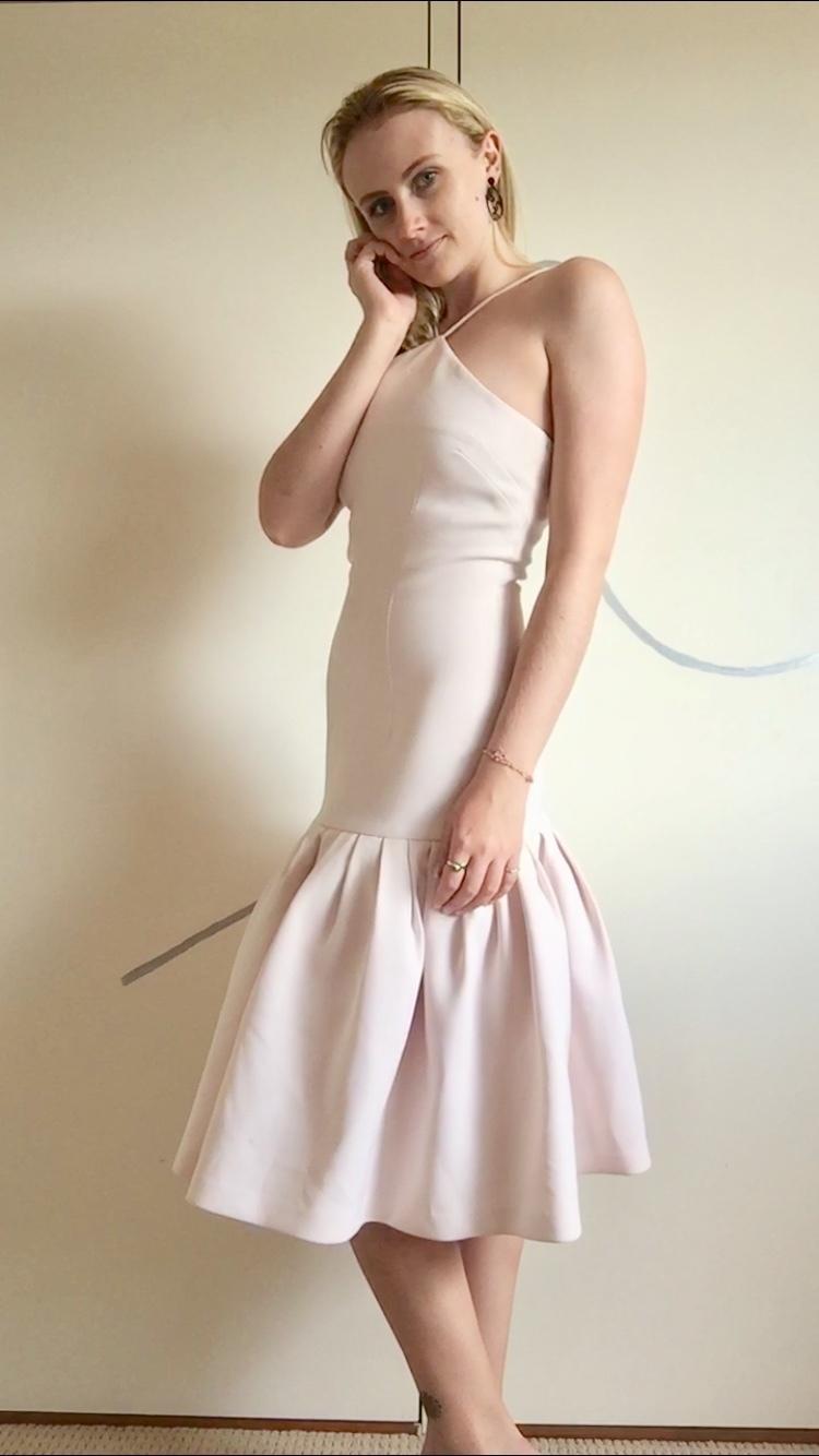 By Johnny Fit and Flare Midi Dress Pale Pink Size 6 for rent on The Volte - main image