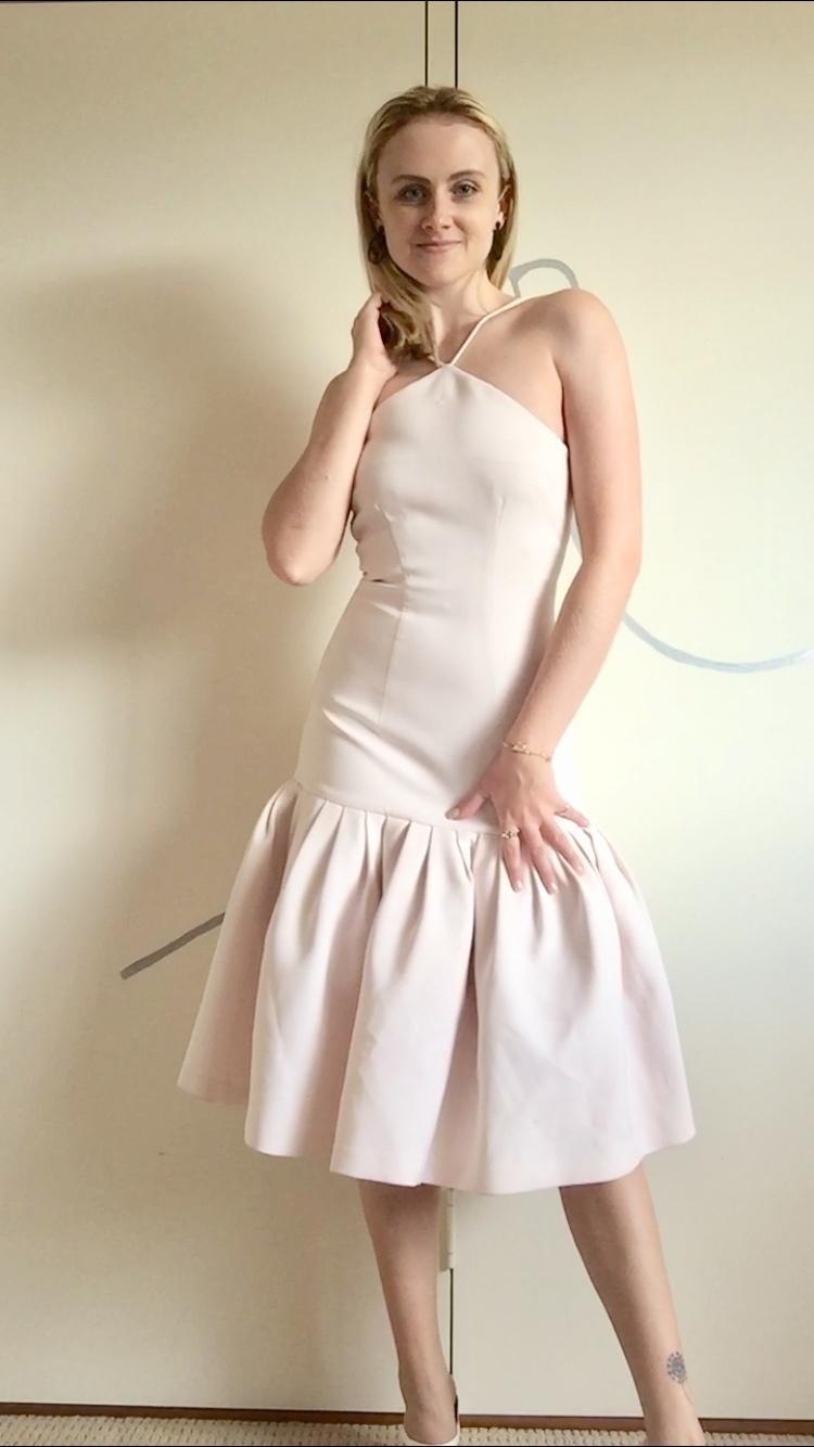 By Johnny Fit and Flare Midi Dress Pale Pink Size 6 for rent on The Volte - main image