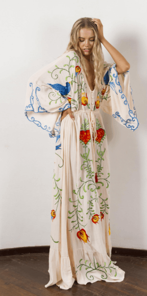 Fillyboo Strange Magic embroidered maternity dress - Light Blush  for rent on The Volte - main image