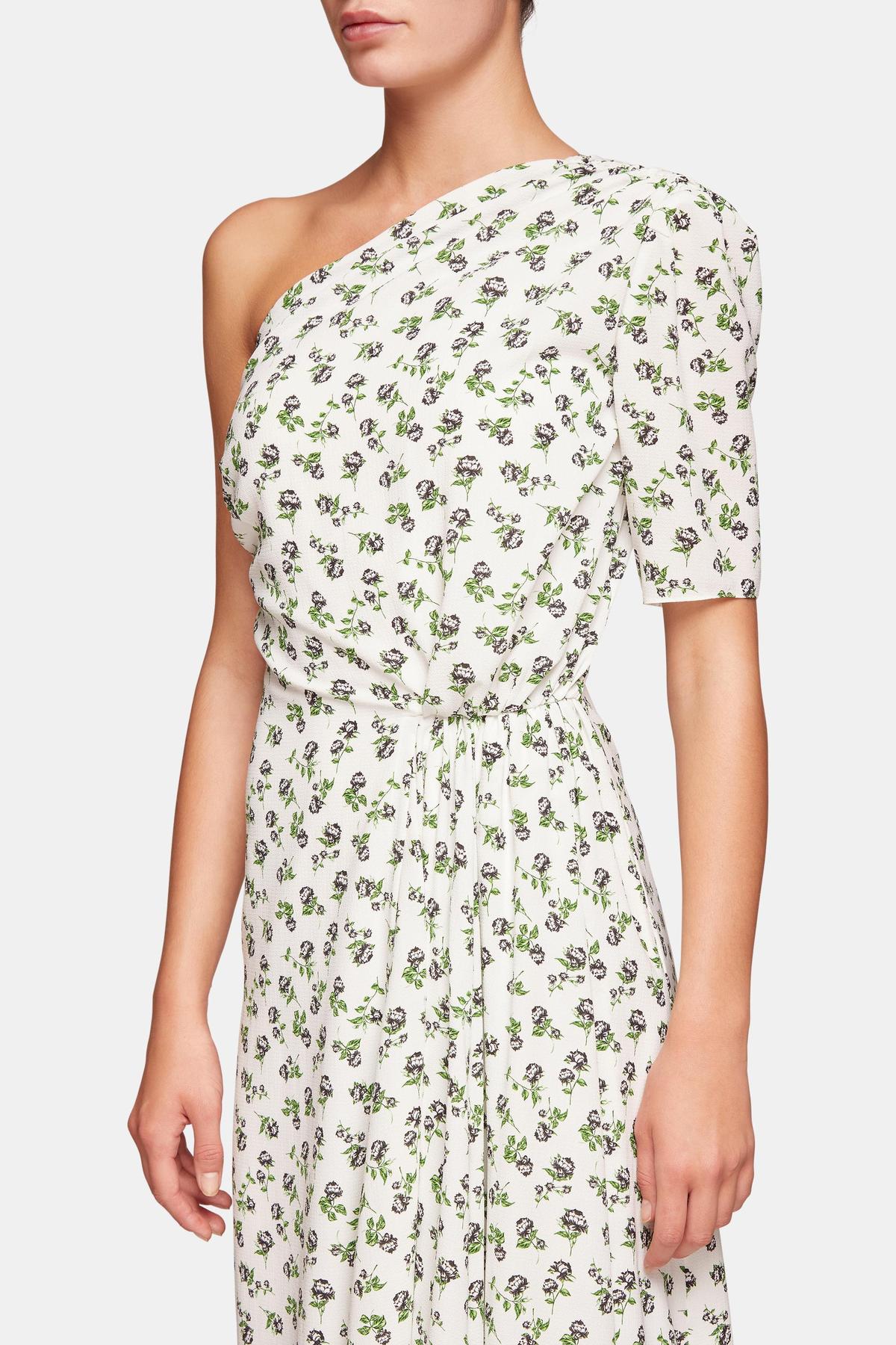Emilia Wickstead  Kyle One Shoulder Crepe Midi Dress Floral Size 8 - Image 2
