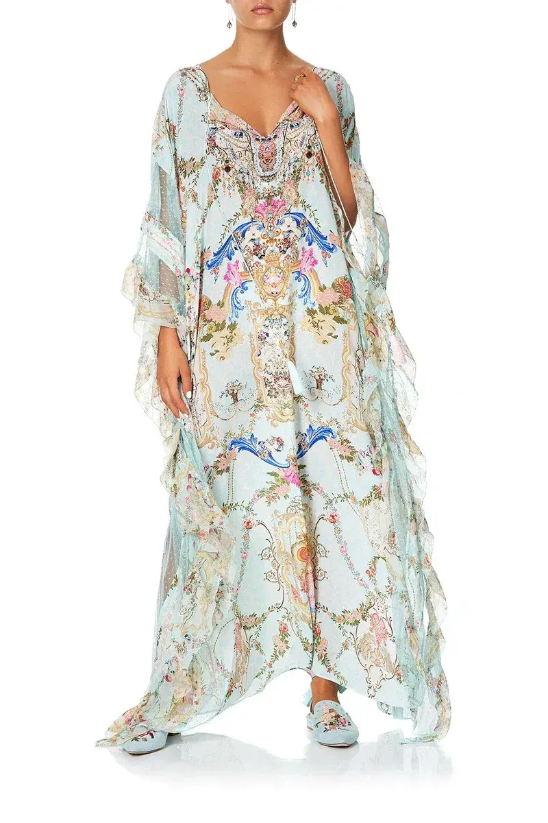 Camilla Kaftan With Lace Frill Panels Print Size 10 - Image 1