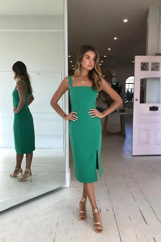 By Nicola Printemps Midi Dress Palm Green Size 8 - Image 1
