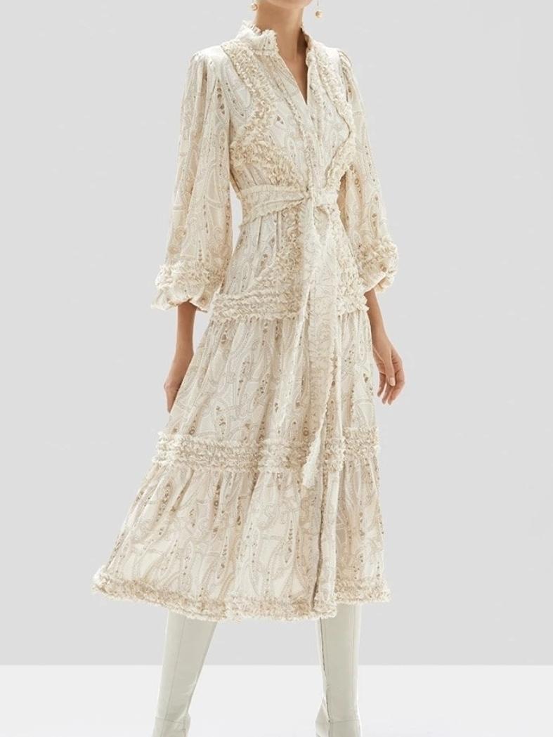 Alexis Rozalya Dress Cream Paisley Size 8 - Image 2