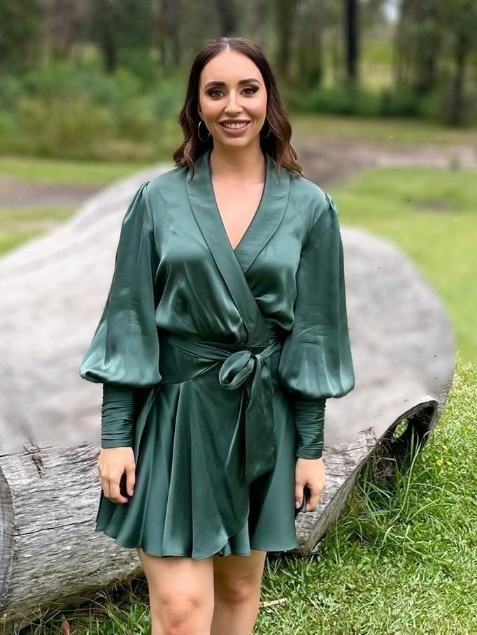Zimmermann Silk Wrap Mini Dress in Green Clover Size 1 / Au 10 - Image 1
