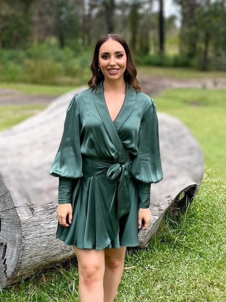 Zimmermann Silk Mini Wrap Dress Green Size 2 / AU 12 - Image 2