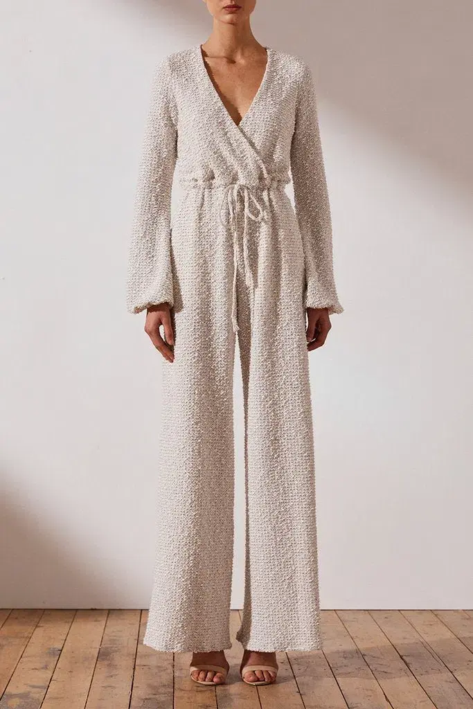 Shona Joy Hayes Drawstring Jumpsuit Cream Size 10 - Image 1