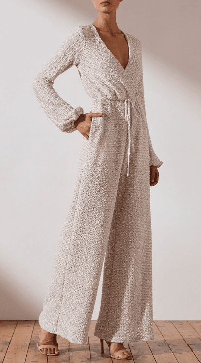 Shona Joy Hayes Drawstring Jumpsuit Cream Size 10 - Image 2