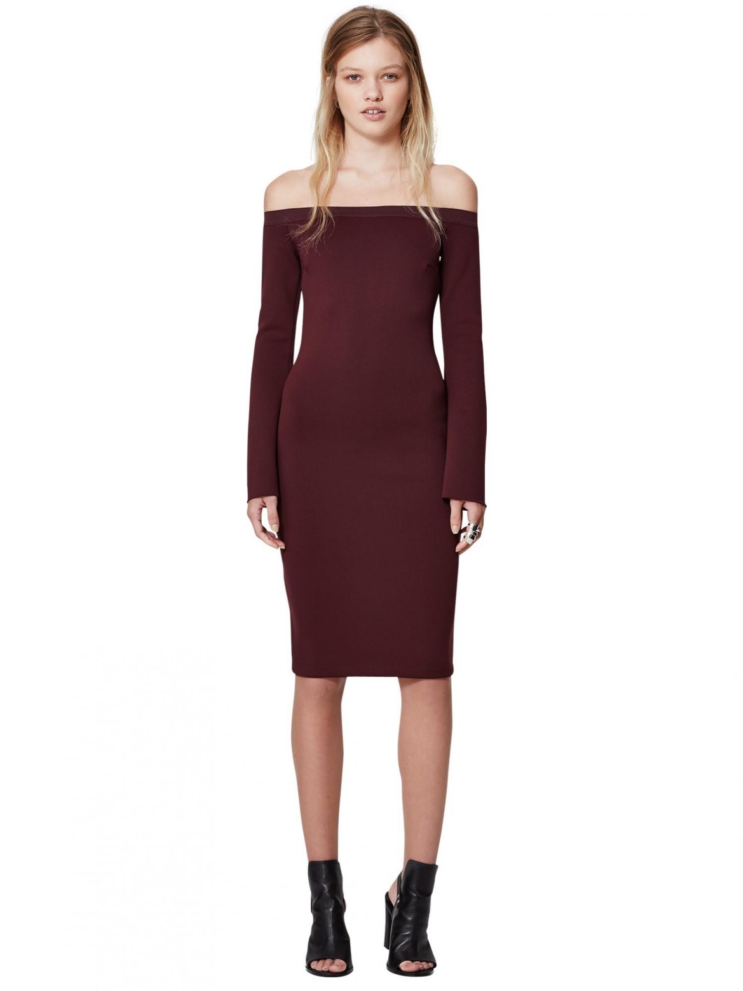 Bec and Bridge Banditti Off Shoulder Dress Claret - Image 1