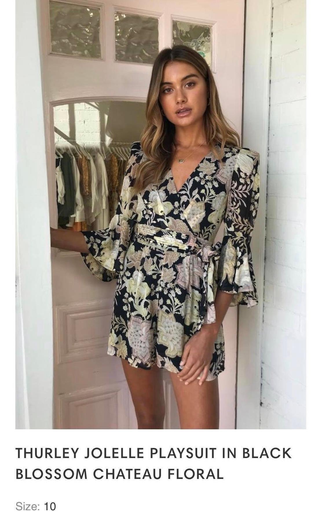 Thurley Joelle playsuit in black blossom - Image 1