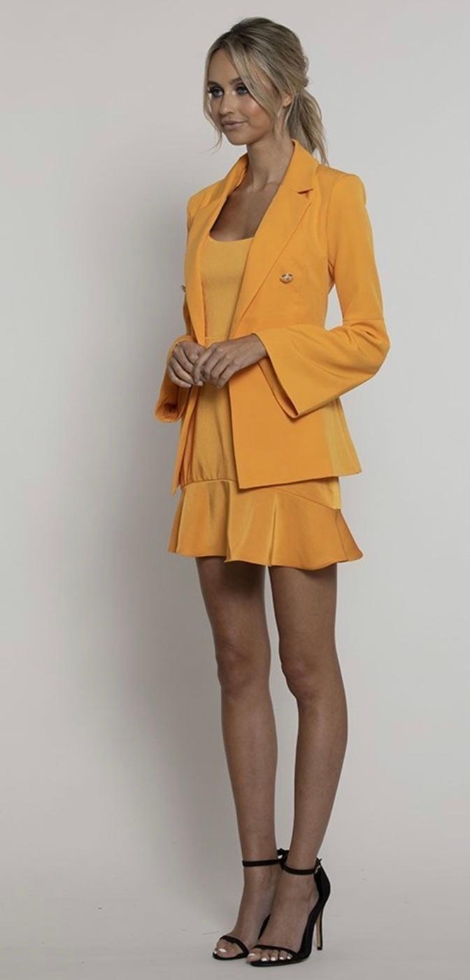 Bariano Cuba Libre Frill Mini & Vermouth Jacket Set Yellow Size 10 - Image 2