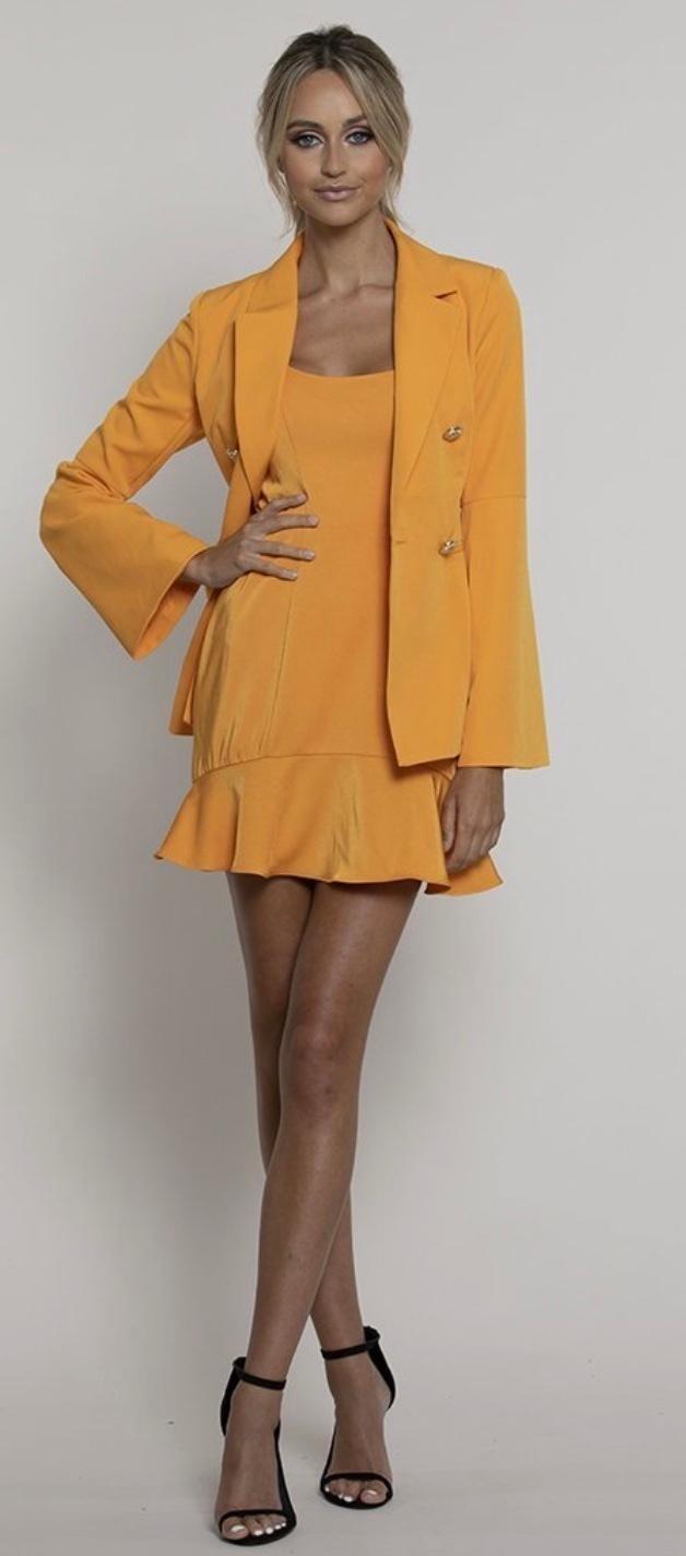 Bariano Cuba Libre Frill Mini & Vermouth Jacket Set Yellow Size 10 - Image 4