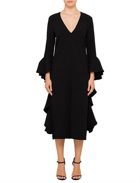 Ellery Reuben Frill Sleeve Dress Black Size 8 - Image 1