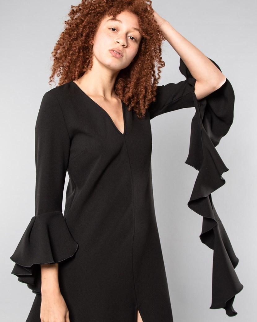 Ellery Reuben Frill Sleeve Dress Black Size 8 - Image 3