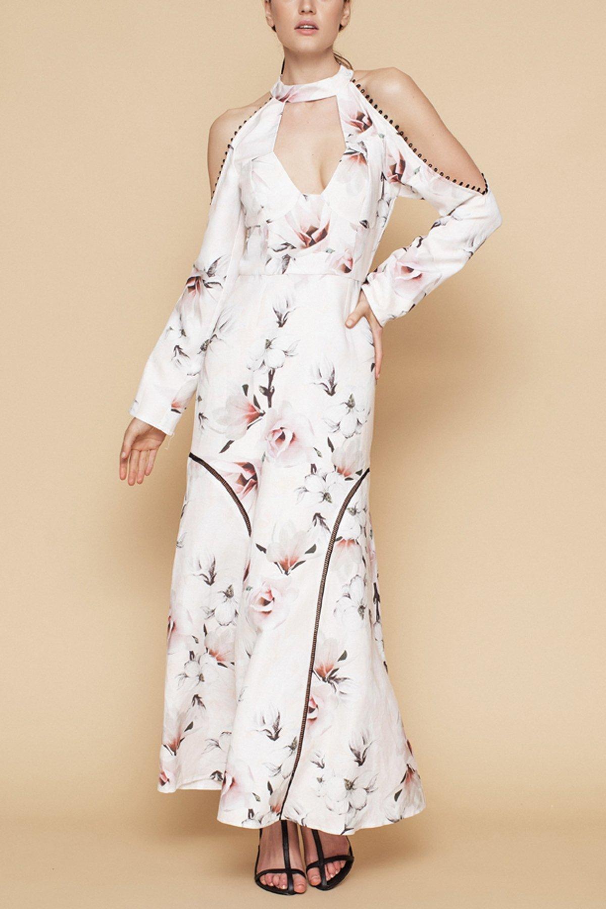 White Suede Time Stops Floral Dress Floral Size 8 - Image 1