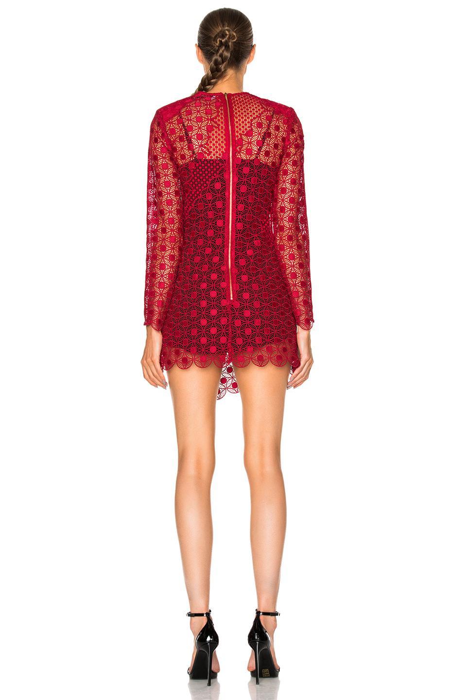 Self Portrait Strike Mini Dress red size 10 for rent on The Volte - main image