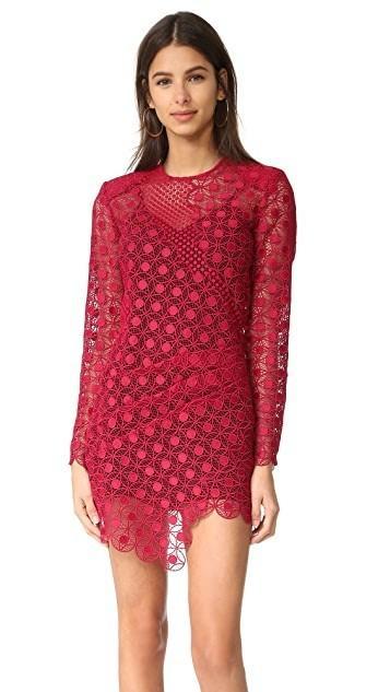 Self Portrait Strike Mini Dress red size 10 - Image 4