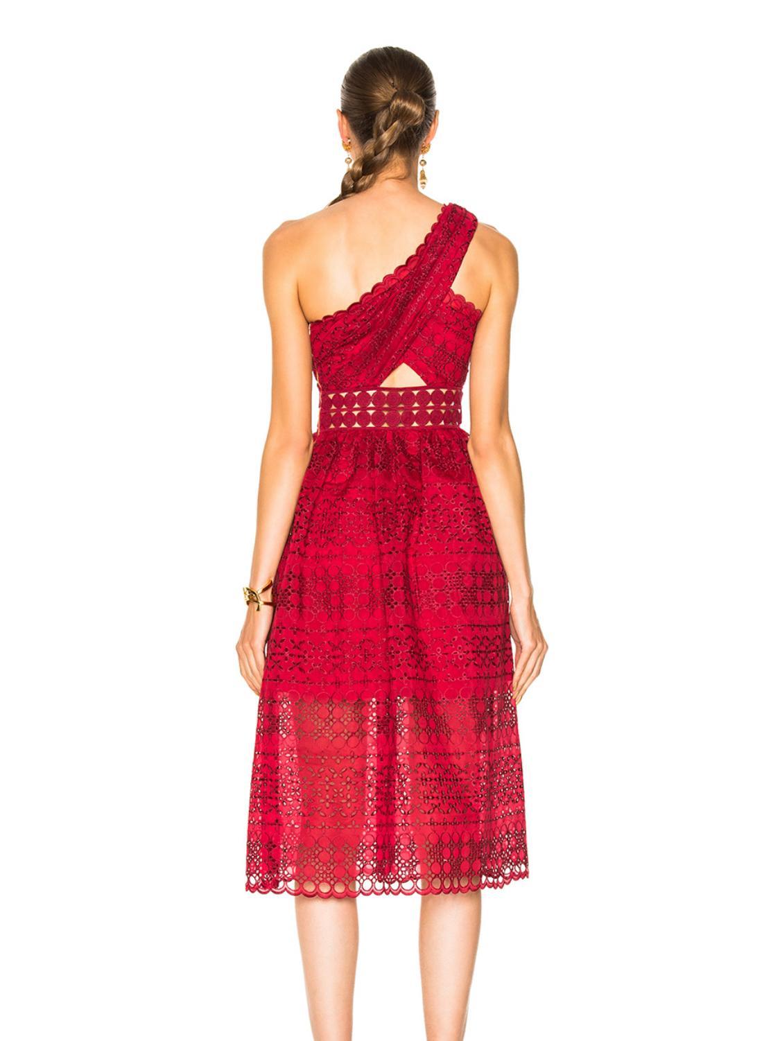 Self Portrait One Shoulder Cut Out Midi Dress Size 14 - Image 2