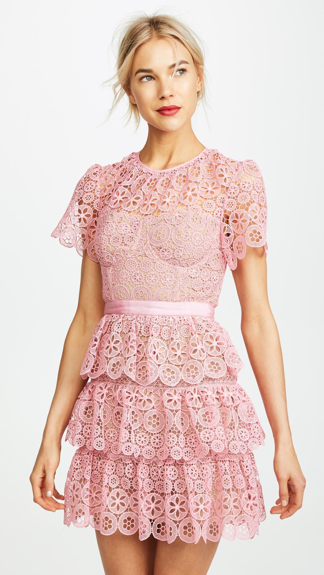 Self Portrait Pink Tiered Mini Dress pink size 8 - Image 3