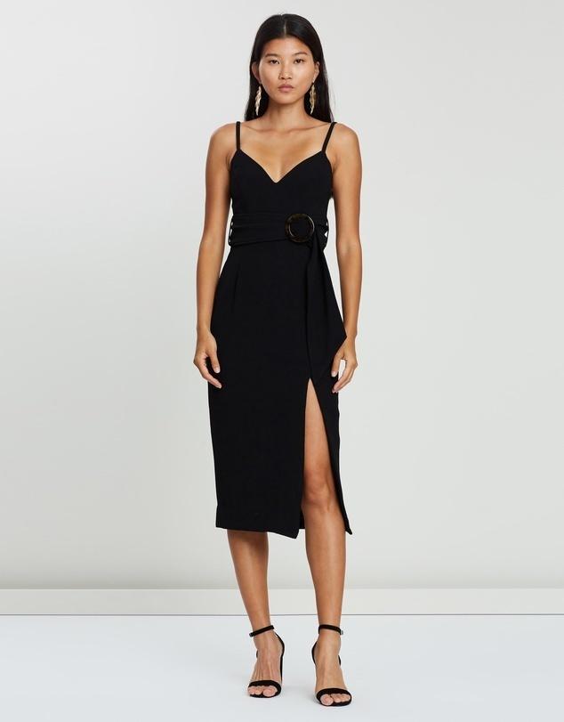 Shona Joy Fitted Cocktail Dress with Belt Black 10 - Image 1