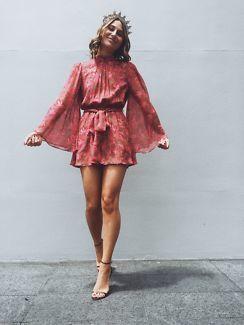 Zimmermann Karmic Flare Sleeve Playsuit Pink Paisley Chintz Size 0 / AU 8 - Image 9