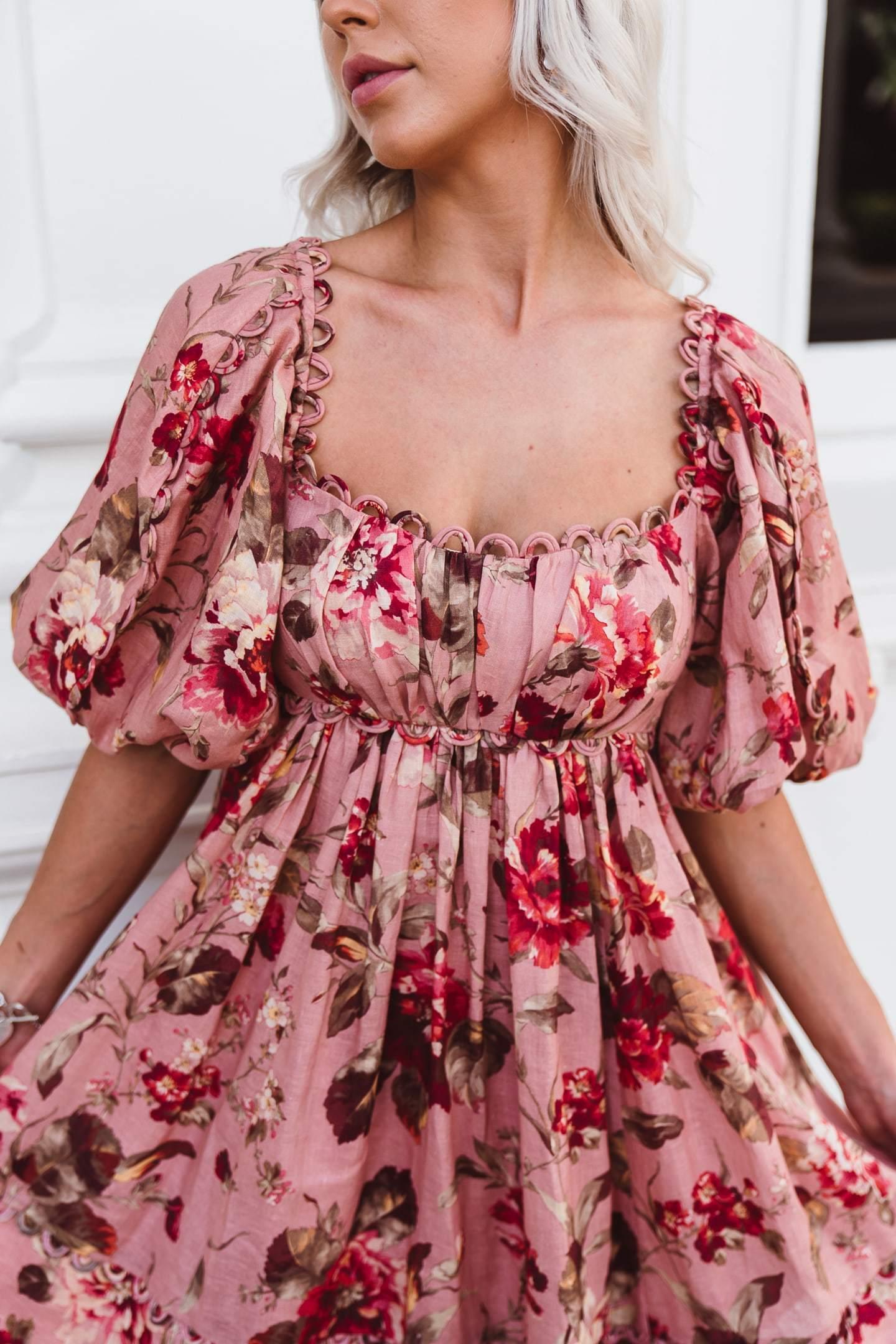 Zimmermann Cassia Scallop Mini Dress in Floral Musk Size 0 / AU 8 - Image 8