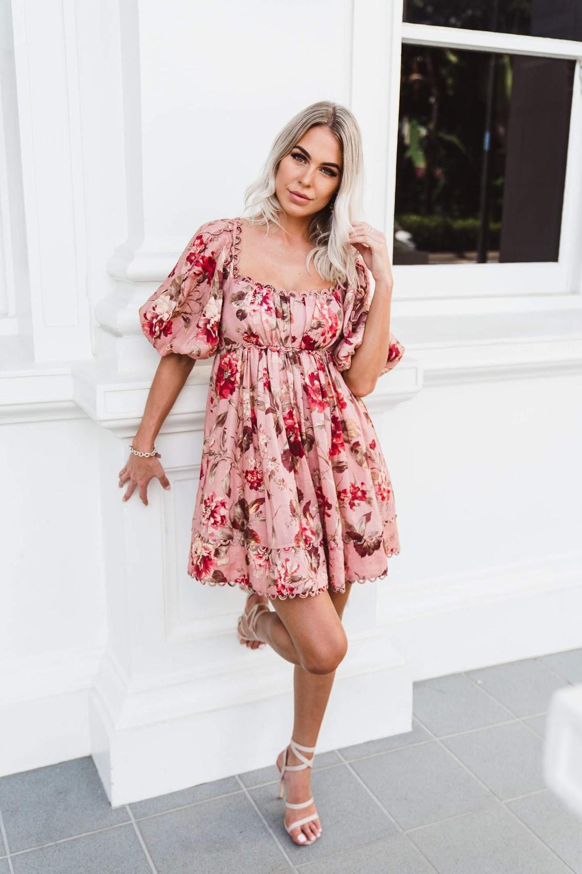 Zimmermann Cassia Scallop Mini Dress in Floral Musk Size 0 / AU 8 - Image 7