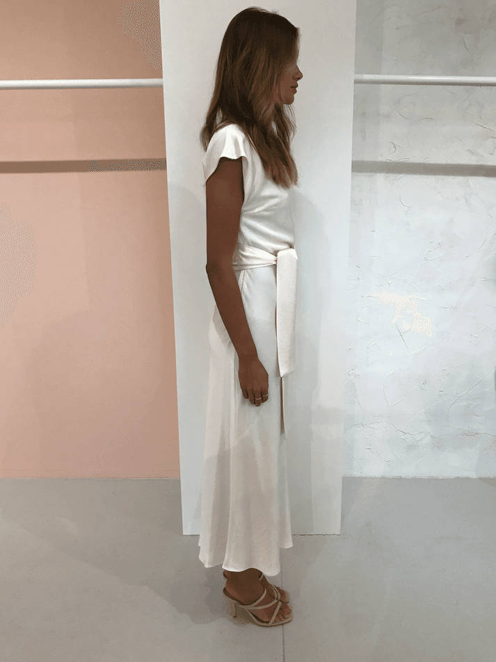 Bec & Bridge | Piper Asym Midi Dress in Ivory | Size 14 - Image 6