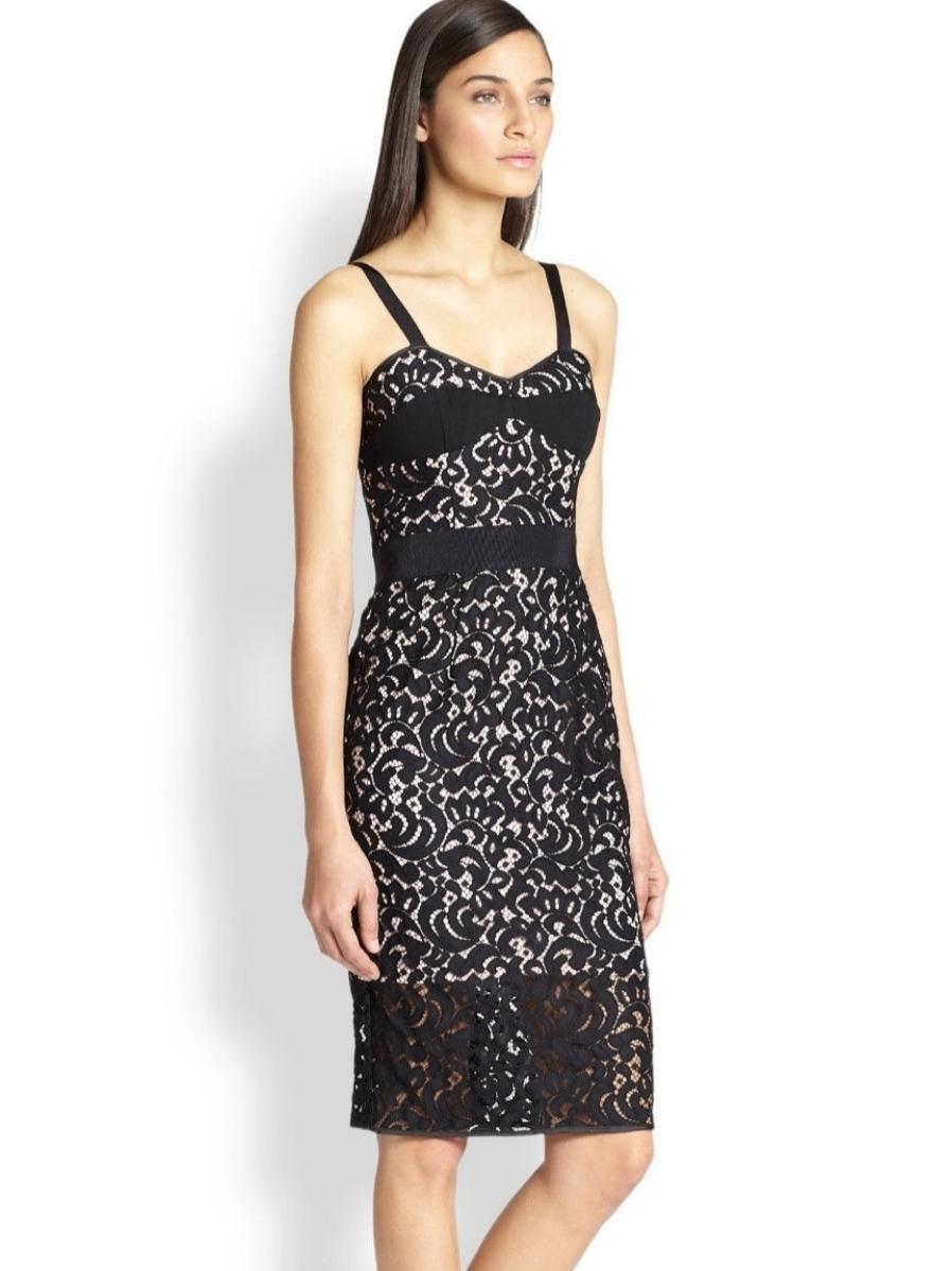 Milly Saks 5th Ave Black Lace Bustier Designer Dress black size 6 Formal - Image 1