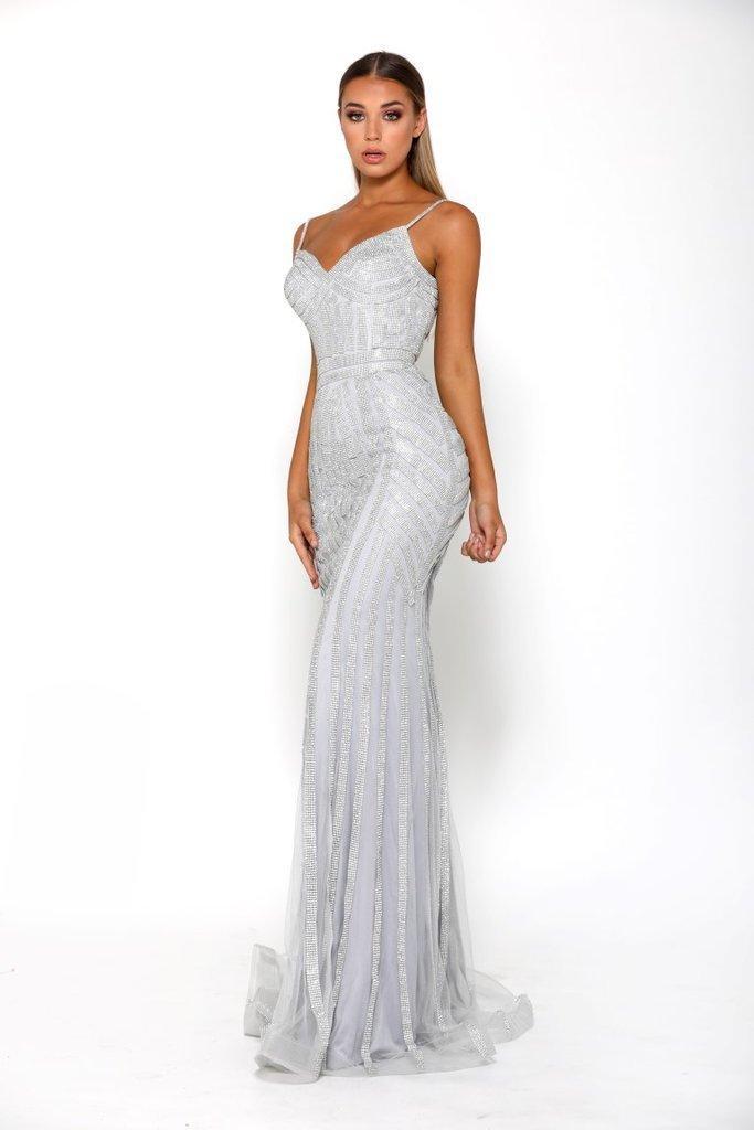Portia and Scarlett Lourdes Gown Silver Size 8 - Image 1