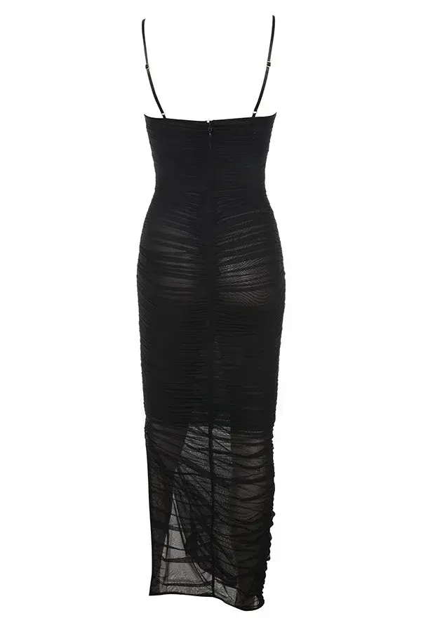 House of CB Fornarina Organza Mesh Midi Dress Black Size 12 for rent on The Volte - main image