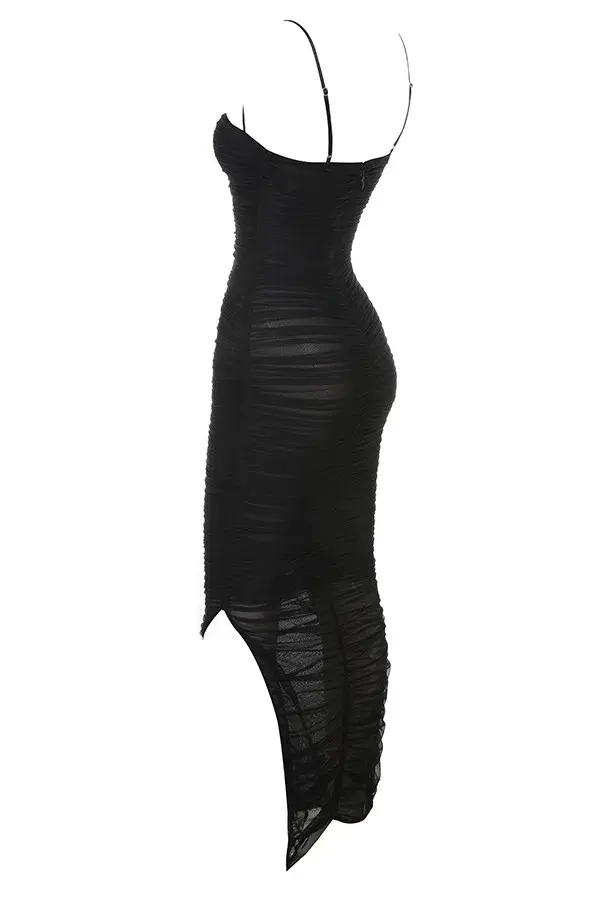 House of CB Fornarina Organza Mesh Midi Dress Black Size 12 for rent on The Volte - main image