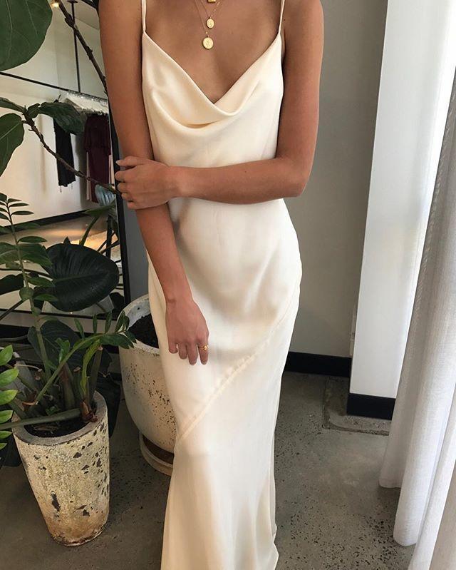 Shona Joy Luxe Bias Cowl Slip Dress in Ivory Size 8 for rent on The Volte - main image